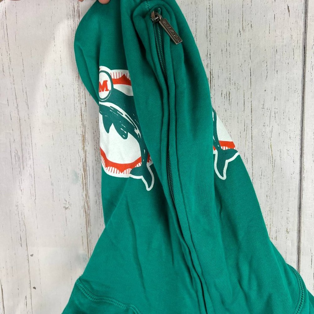 Miami Dolphins NFL Mitchell & Ness Full Zip Teal Hoodie New Men - Picture 4 of 7